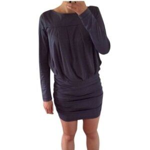 RACHEL Rachel Roy Dress XS Pleated Ruched Long Sleeve Pewter Gray Cocktail Party